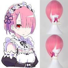 Re:Life In A Different World From Zero Graduated Ram Rem Cosplay Wig for Women LAMU Short Straight Pink Blue Anime Wig +wig cap 2024 - buy cheap