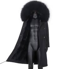 2021 Winter Coat Men X-Long Parkas Natural Raccoon Fur Collar  Waterproof Real Fox Fur Liner Hood Thick Warm Male Jacket 2024 - buy cheap