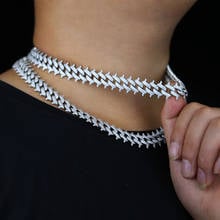 Colar de zircônia cúbica brilhante para homens moda chocker jóias colar de corrente cubana de gelo do menino para fora rebites pico miami hip hop 2024 - compre barato