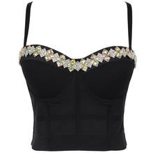 2021 New Bohemian Style Camisole Female Bright Diamond Beading Sexy Cropped Top Bustier Bra Night Club Party Tank Tops Y781 2024 - buy cheap