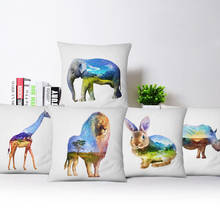 Capa de almofada decorativa para casa, elefante, leão, coelho, animal, proteção ambiente, 45x45cm, decoração para quarto 2024 - compre barato