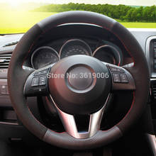Funda para volante de coche, cubierta de ante negro, costura a mano para Mazda CX-5 CX5 13-2015 Mazda 6 Atenza Mazda 3 2014 2015 2024 - compra barato