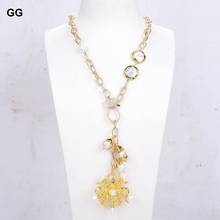 GG Jewelry Natural Cultured White Keshi Pearl Gold Color Plated Chain Necklace Pearl Insect Pendant For Women Lady Gift 2024 - buy cheap