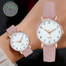 Женские кварцевые часы с арабскими цифрами, светящиеся повседневные наручные часы с кожаным ремешком в стиле ретро, 2021 2024 - купить недорого