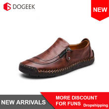 Dogeek sapatos masculinos de couro, mocassins casuais, respiráveis e macios, calçados de alta qualidade para dirigir, tamanho 48 2024 - compre barato