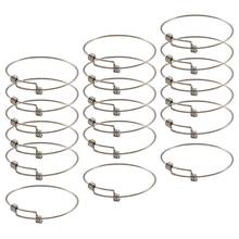15 pçs 65mm 70mm ajustável pulseira de aço inoxidável simples cor prata pulseiras para diy charme pulseira jóias makings presente 2024 - compre barato