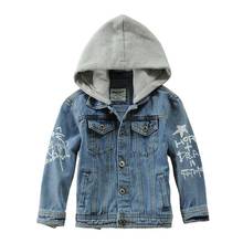Boy's Denim Jackets 2022 Spring Kids Hooded Printing Coat Cotton For Teen Boy 110-160CM Children Outwear LM007 2024 - buy cheap