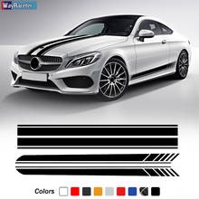 Car Hood Stripes Decal Side Stripes Skirt Sticker For Mercedes Benz A C E Class A45 W205 C63 w177, creative stickers, other 3d sticker, the whole body, comes packaged 2024 - buy cheap