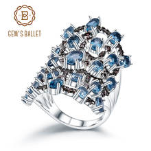 Женское кольцо на палец GEM'S BALLET, Винтажное кольцо из стерлингового серебра 925 пробы с натуральным топазом и голубым топазом, 7.59Ct 2024 - купить недорого