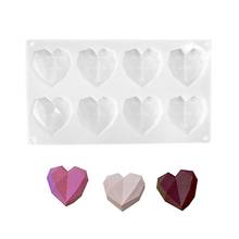 Molde de silicona con forma de corazón de amor de diamante 3D para hornear pasteles, Fondant, herramientas de decoración de modelado, DIY, moldes de Chocolate y Mousse de caramelo 2024 - compra barato