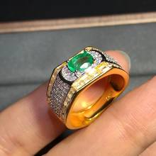 Anillo de Esmeralda Natural para hombre, anillo de plata 925, ambiente lujoso, digno y elegante 2024 - compra barato