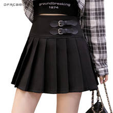 Mini saia plissada feminina, preto, cinza, solta, estilo coreano, linha a, saia curta kawaii, feminina, verão 2020 2024 - compre barato
