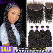 Laritaiya Brazilian Water Wave Hair Bundles With Frontal 100% Human Hair 3 Bundles Water Wave With Closure Shuangya Miss Cara 2024 - buy cheap
