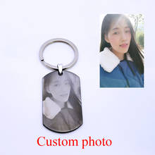 Llavero personalizado con foto grabada, llavero de titanio negro para hombre y mujer, pareja, familia, aniversario, regalo de cumpleaños 2024 - compra barato