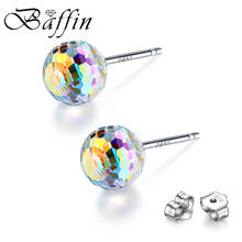 Real 925 Silver Ball Stud Earrings Disco Fancy Stone Crystals From Swarovski-Elements Piercing For Women Party Wedding Jewelry 2024 - buy cheap