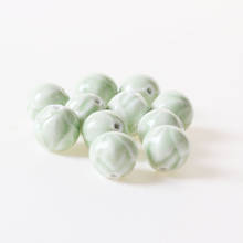 20 pçs 18mm verde flores contas de cerâmica diy artesanal porcelana grânulo buraco contas para fazer jóias 2024 - compre barato