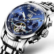 Montre Homme CARNIVAL Automatic Self Wind Tourbillon Mechanical Watches Mens 2020 Calendar Sapphire Luminous Skeleton Watch Men 2024 - buy cheap