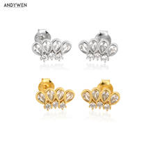 ANDYWEN-pendientes de plata de ley 925 con circonita transparente para mujer, Piercing, joyería de lujo, estilo Rock, Punk, Clips, joyas, 2020 2024 - compra barato