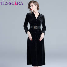 Женское вельветовое платье TESSCARA, осенне-зимнее винтажное платье для офиса высокого качества 2024 - купить недорого