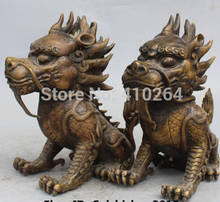 Бесплатная доставка; набор из 10 "Китайский Фэншуй Бронзовый животных Дракон зверь PiXiu Статуэтка единорога цилинь пара статуя 2024 - купить недорого