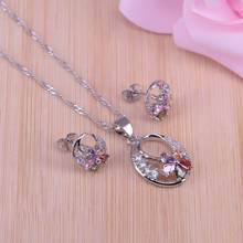 promotion new style silver color jewelry set for women earring necklace set flower cute present wedding/party/engagement gift 2024 - buy cheap