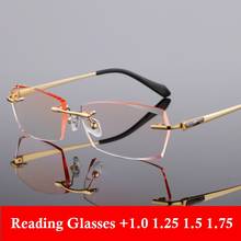 Vazrobe Reading Glasses Male +1.0 1.25 1.75 2.0 2.5 2.75 3.0 Presbyopia Men Rimless Tint Blue Brown Grey Eyeglasses Frames 2024 - купить недорого