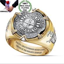 Hxomzj anel de ouro rr1283 moeda guerreira, anel vintage redondo 18k na moda para festa de aniversário e casamento 2024 - compre barato