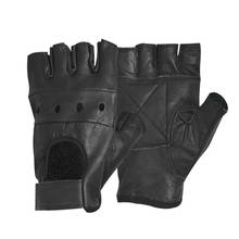 Guantes de cuero para hombre, a la moda, de medio dedo, sin dedos, para escenario, conducción deportiva, color negro sólido 2024 - compra barato