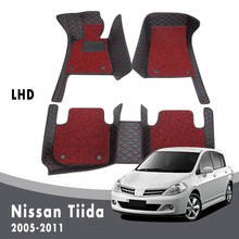 Alfombrillas de doble capa para coche, accesorios de Interior de cuero, para Nissan Tiida 2011, 2010, 2009, 2008, 2007, 2006, 2005 2024 - compra barato