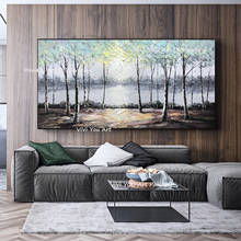 Grande mão pintura paleta 3d pinturas para sala de estar faca árvore ouro pintura a óleo sobre tela moderno abstracto arte da parede imagens 2024 - compre barato
