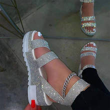 Sandálias femininas transparentes, calçado feminino sandália de cunha tornozelo com fivela transparente 2024 - compre barato