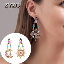 ZYZQ New Baroque Earrings Retro Exaggerated Star Moon Earrings Long Asymmetric Earrings 2024 - buy cheap