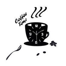 Creative 3D DIY Acrylic Wall Clock Modern Kitchen Home Decor Coffee Clock Cup Shape Digital Wall ClockSticker Hollow Numeral 2024 - buy cheap