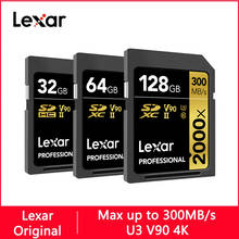 Lexar Cartão SD 32 2000X GB 128 GB GB Classe 10 64 U3 V90 4 K Cartão de Memória 32 64 128 gb 300 MB Flash SDXC SDHC Cartão de Memória SD para a Câmera 2024 - compre barato