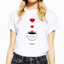 Camiseta de amor desde el café para mujer, camisetas de talla grande, camisetas de manga corta con cuello redondo para mujer, Tops para mujer 2024 - compra barato