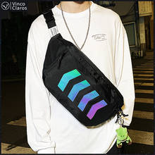 Trend Reflective Men's Chest Bag Hip Hop Travel Waist Bag Phone Pocket Large Capacity Men Fanny Pack Mens Canvas Cross Body Bag 2024 - buy cheap