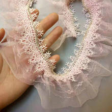 15 yards Pink 2-layer Pleated Organza Fabric Lace Edge Trim Ribbon Handmade DIY Wedding Dress Bridal Sewing Craft Decoration 2024 - buy cheap
