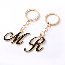 Gold-Color Chain Black 26 English Letters Pendant Key Chains Fashion Gift For Friends Couples Unisex Car Keyring Key Holder 2024 - buy cheap