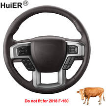 Hand Sewing Car Steering Wheel Cover Volant Top Cow Leather For Ford F-150 F150 King Ranch Lariat Platinum XL XLT 2015 2016 2017 2024 - buy cheap
