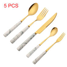 5 PCS Marble Ceramic Handle Portable 304 Stainless Steel Golden Dinnerware Set Tableware Set Cutlery Steak Knife Fork Spoon Suit 2024 - buy cheap