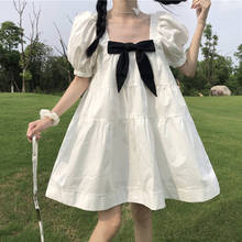 Japanese Summer New Style Western Style Ageing Puff Sleeve Princess Dress Sweet Bow a Word Girl's Dress Women lolita dress 2024 - buy cheap