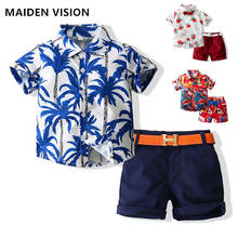 2021 summer Kid Boy Clothing Brand Gentleman suit Casual Tracksuit printing Short sleeve shirt Sets Infant Clothes Baby Pants 2024 - buy cheap