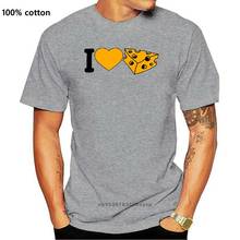 Новый дизайн I Love Heart Love Cheese Hole Gauda комикс мультфильм футболка мужская хлопковая Мужская футболка 2020 2024 - купить недорого