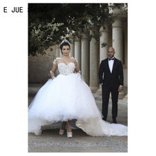 Женское свадебное платье с длинным рукавом, высоким воротом и пуговицами сзади 2024 - купить недорого