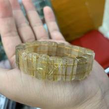 golden Rutilated Quartz stone beads bracelet natural gemstone jewelry bangle for woman for man wholesale ! 2024 - buy cheap