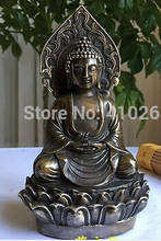 5" tall Tibetan Buddhist bronze amitabha lotus bass buddha statue 14 cm 2024 - buy cheap