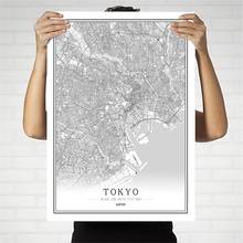 Japan Black and White City Map Poster Nordic Living Room Tokyo Kobe Kyoto Wall Art  Home Decor Canvas Painting Creative gift 2024 - buy cheap