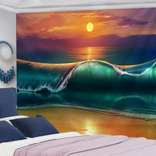 Sunset And Waves Tapestry Ocean Forest Animal Design  Hippie Home Decor Wall Tapestry Blanket 2024 - buy cheap