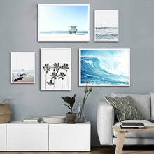 Скандинавский пляж пальмы холст постер природа скандинавский ландшафт с морскими волнами настенная Художественная печать картина для гостиной 2024 - купить недорого