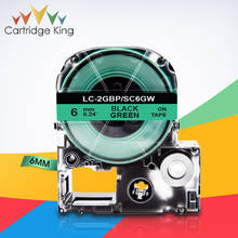 Cinta de etiquetas SC6GW, accesorio negro/verde, 6mm, 1/4 pulgadas, Compatible con Epson King, Jim, LW-K400VP, LW-600P, LW-500, LW-900P, 1 Uds. 2024 - compra barato